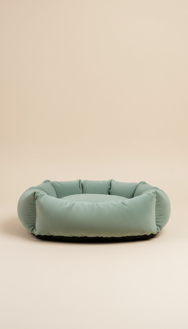 Plush Dog Bed in Sage Leaf